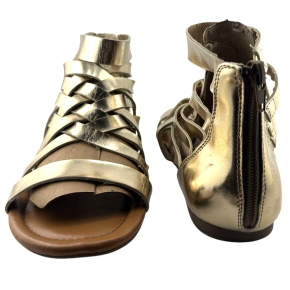 Torrid Gold Metallic Gladiator Sandals Faux Leather Back Zipper Womens Size 9W - Picture 3 of 9